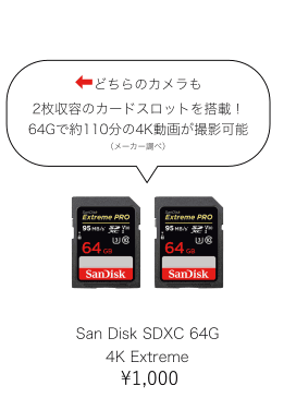 【San Disk SDXC 64G 4K Extreme】のページへ
